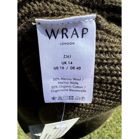 Wrap London Dark Moss Wool & Organic Hooded Dress Size 10 - Picture 5 of 6